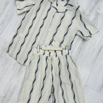 Zara keten şortlu gömlekli ikili takım