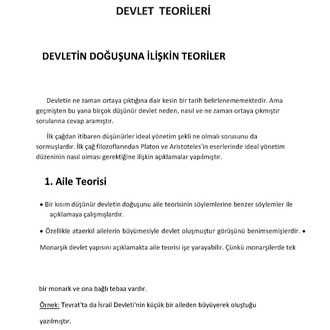 DEVLET TEORİSİ VİZE-FİNAL (TEK) DÖNEM
