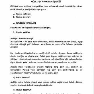 EŞYA HUKUKU / FİNAL / BAHAR DÖNEMİ (B).CLASS