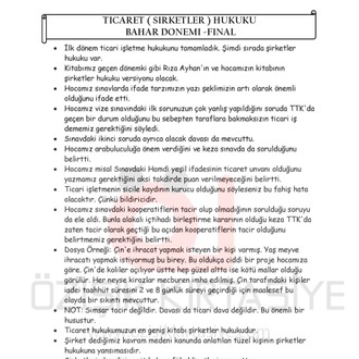 TİCARET(ŞİRKETLER)-HUKUKU / FİNAL / BAHAR DÖNEMİ.(C).CLASS