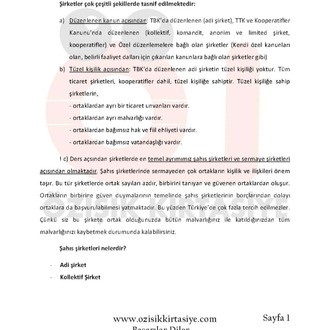 TİCARET (ŞİRKETLER) HUKUKU - BAHAR DÖNEMİ (FİNAL) .(B).CLASS