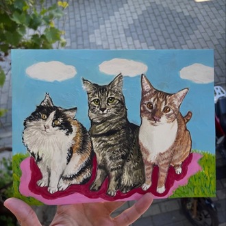 18x24cm Özel Aile Çizimi 3lü
