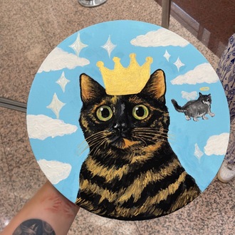 30x30cm Daire Tuval Üzerine Özel Tasarım El Boyaması