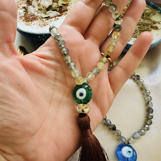 Prehnite Taşlı Niyet & Esma Çalışma Tespihi