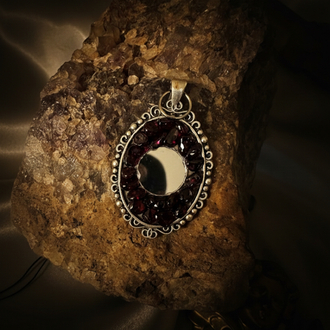 Garnet taşlı Ayna kolye