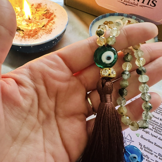 Prehnite Taşlı Niyet & Esma Çalışma Tespihi