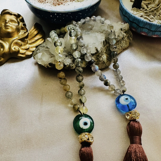 Prehnite Taşlı Niyet & Esma Çalışma Tespihi