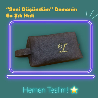 HEMEN TESLİM Z harf nakışlı bakım çantası