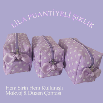 Lila Beyaz Puantiyeli Organizer