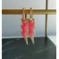 Pembe mineli şimşek küpe