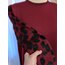Bordo Kolu Leopar Detaylı Elbise Triko Elbise Elbise