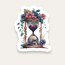 Floral Hourglass Tekli Sticker 