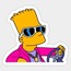Bart In a Car Tekli Sticker