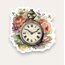 Floral Clock Tekli Sticker