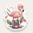 Flamingo in Boots Tekli Sticker