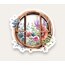 Floral Window Aesthetic Tekli Sticker 
