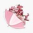 Pink Umbrella with Flowers Tekli Sticker
