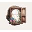 Floral House Window Tekli Sticker