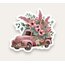 Pink Floral Truck Tekli Sticker 