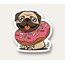 Pug with Donut Tekli Sticker 