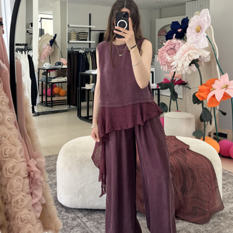 Bordo tül detaylı tensel takım 