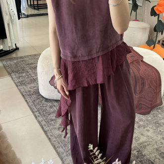 Bordo tül detaylı tensel takım 