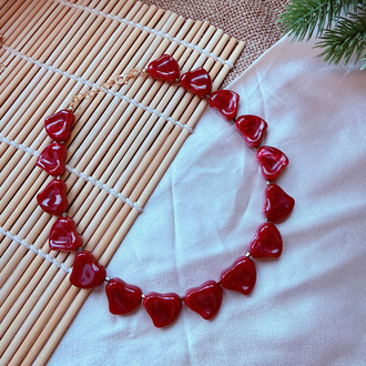 Burgundy Heart ~ Kalp Tasarım bordo kolye