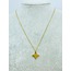 Çiçekli Çelik Kolye, 41 cm Gold