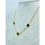 Lacivert 3 Taşlı Çelik Kolye, 40 cm Gold