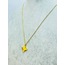 Çiçekli Çelik Kolye, 41 cm Gold