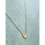 Seramik Taşlı, Kelebekli Çelik Kolye, 43 cm Gold