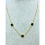 Lacivert 3 Taşlı Çelik Kolye, 40 cm Gold