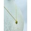 Yeşil Taşlı, Kalpli Çelik Kolye, 41 cm Gold