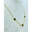 Lacivert 3 Taşlı Çelik Kolye, 40 cm Gold