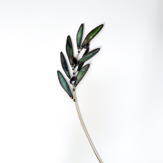 Zeytin Dalı / Duvara asılan vitray çiçek