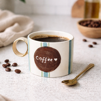 Mavi Yeşil Çizgili - Coffee