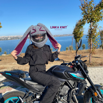 Emoji Tavşan Kulaklı Motorsiklet Kask Kılıfı,Eğlenceli Kask Koruyucu,Motor Kaskı Üzerine