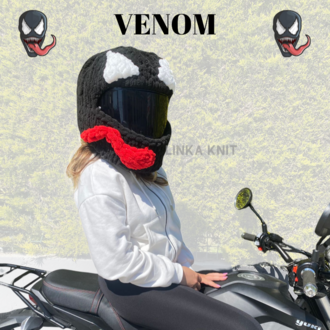 Venom Tasarımlı Motorsiklet Kask Kılıfı,Eğlenceli Kask Koruyucu,Motor Kaskı Üzerine