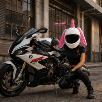 Unıcorn Boynuzlu Tavşan Motorsiklet Kask Kılıfı,Eğlenceli Kask Koruyucu,Motor Kaskı Üzerine
