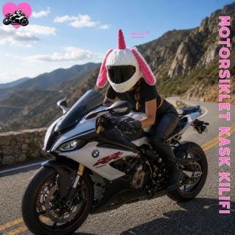 Unıcorn Boynuzlu Tavşan Motorsiklet Kask Kılıfı,Eğlenceli Kask Koruyucu,Motor Kaskı Üzerine