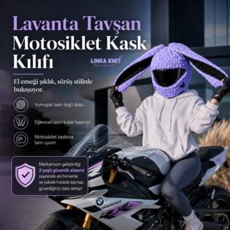 Tavşan Kulaklı Kalpli Motorsiklet Kask Kılıfı,Eğlenceli Kask Koruyucu,Motor Kaskı Üzerine