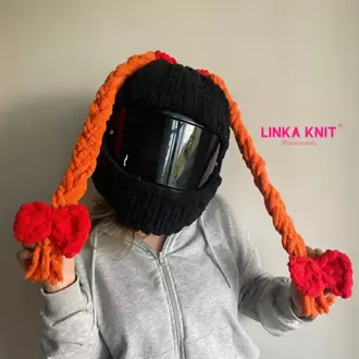 Saç Örgüsü Motorsiklet Kask Kılıfı,Eğlenceli Kask Koruyucu,Motor Kaskı Üzerine