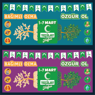 1-7 Mart Yeşilay Haftası Pano Seti – "Bağımlı Olma, Özgür Ol"