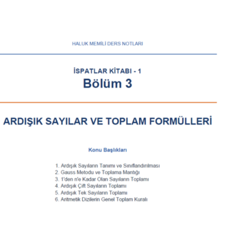 Ardışık Sayılar ve Toplam Formülleri - İspatlar Kitabı 1 - Bölüm 3 (Dijital Ürün)