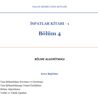 Bölme Algoritması - İspatlar Kitabı 1 - Bölüm 4 (Dijital Ürün)