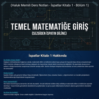 Temel Matematiğe Giriş - İspatlar Kitabı 1 - Bölüm 1 (Dijital Ürün)
