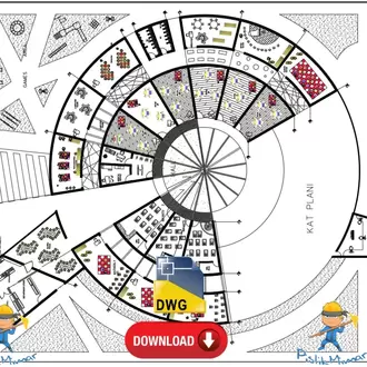 Kreş, Anaokulu Projesi (Yuvarlak, Konsept) - Dwg İndir