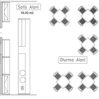 80 m² / Cafe - Restoran Projesi (Autocad - DWG)