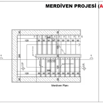 Merdiven Plan, Kesit ve Sistem Detay Çizimleri (Autocad DWG)