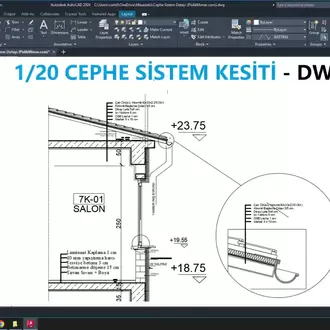 1/20 Ölçek Cephe Sistem Detayı – PDF Çizim Seti (DWG İNDİR)